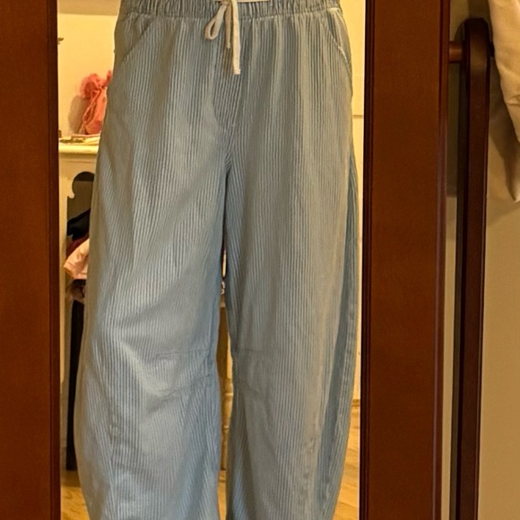 EUC GAP Pull On Barrel Light Blue Striped Pants - Picture 5 of 10